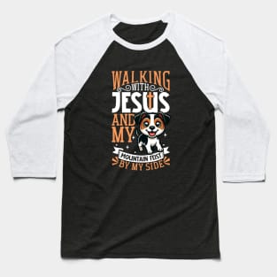 Jesus and dog - Mountain Treeing Feist Baseball T-Shirt